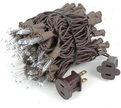 Novelty Lights 22 Feet 100 Bulbs Traditional Incandescent Mini Lights, Clear on Brown Wire with 2.5" Spacing, Commercial Grade and UL Listed for Indoor/Outdoor Use, End-to-End Connectable
