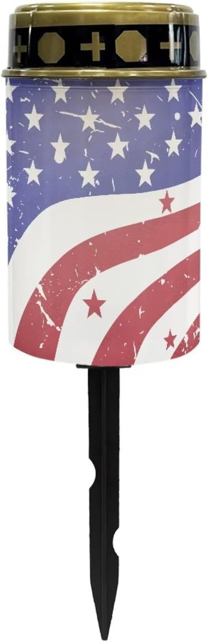 Solar Garden Lights Outdoor Waterproof Decorative Solar Lights Outdoor Solar Lights for Garden Yard Patio Lawn Outdoor Decor-American Flag