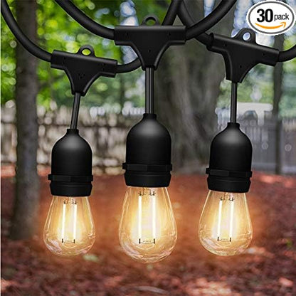 Solatec LED String Lights, Shatterproof 48FT 15 Hanging Sockets Commercial Grade Waterproof 2W Outdoor String Light Decor for Patio, Garden, Balcony, Deck S14 2W