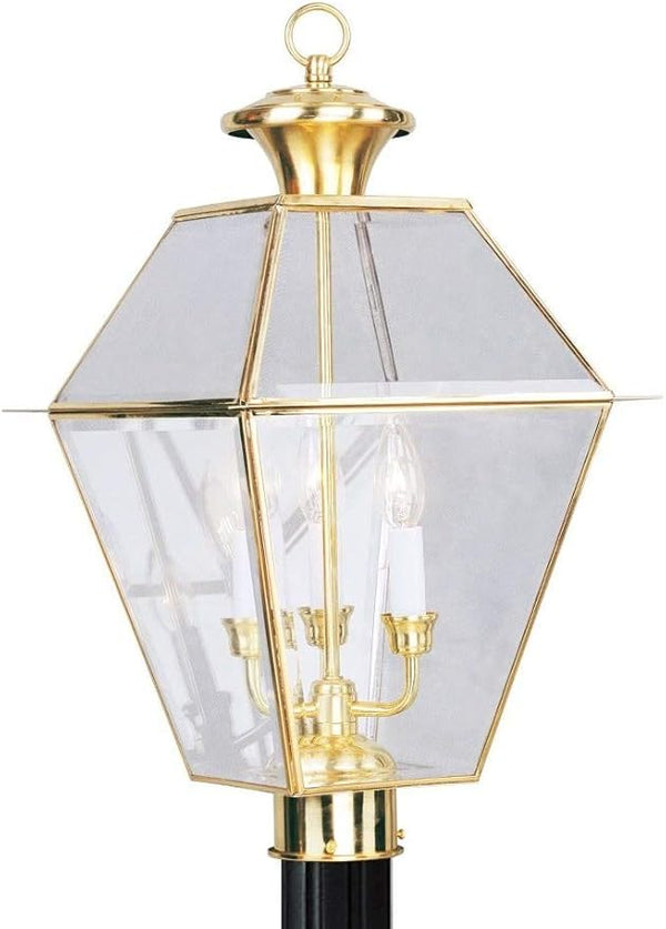 Livex Lighting 2384-02 Traditional Three Light Post-Top Lantern from Westover Collection Cast - Outdoor Path Light | Lumora