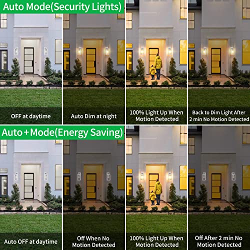 2-Pack Motion Sensor Outdoor Wall Lantern, Dusk to Dawn Exterior Light Fixtures Wall Mount, White Outside Light for House, Waterproof Outside Lantern Sconces, Anti-Rust Porch Lighting with Clear Glass