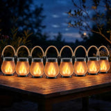 Solar Lanterns Outdoor Waterproof 8-Pack, 2nd Gen Flickering Flame Effect