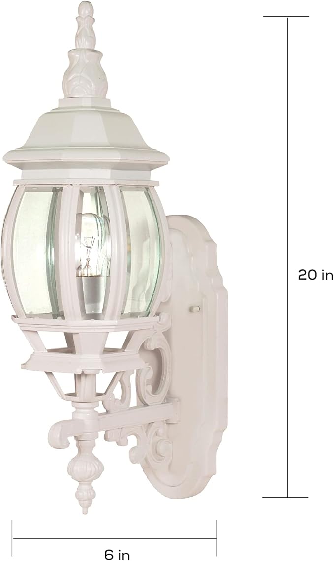 Nuvo Lighting 60/885 Traditional One Light Outdoor Wall Mount from Central Park collection in White finish | Lumora