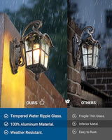 DEWENWILS 17.7" Outdoor Wall Lights, Black Roman Waterproof Porch Lantern