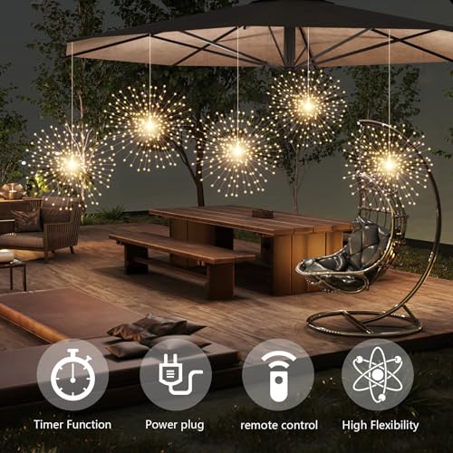 SHUKAN 1000 LED Plug-in Starburst Sphere Lights,Firework Light with Timer