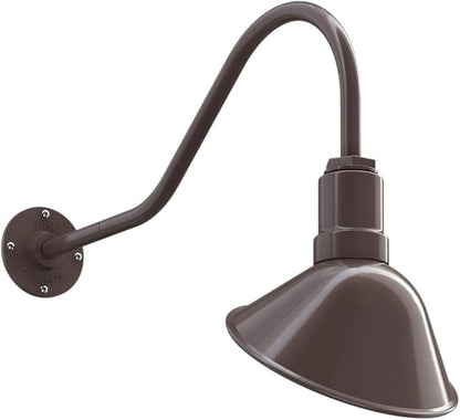 Steel Lighting Co. Venice Store Sign Light | for Outdoor Restaurant Accent Wall | 9 inch Dome | 23 inch Gooseneck | Made in America | Dark Bronze Exterior/White Interior