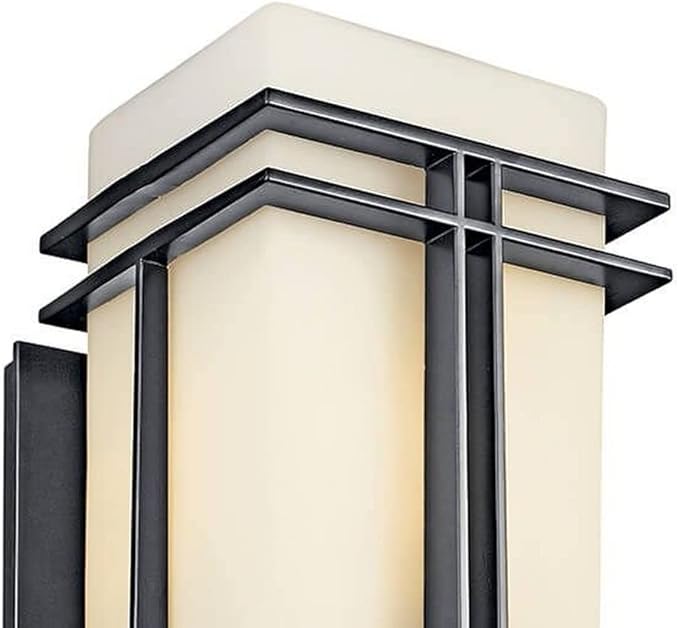 Kichler Tremillo 20.25" Outdoor Wall Sconce Light in Black, Exterior 1-Light Fixture with Satin Etched Cased Opal | Lumora