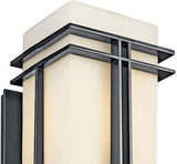 Kichler Tremillo 20.25" Outdoor Wall Sconce Light in Black, Exterior 1-Light Fixture with Satin Etched Cased Opal | Lumora