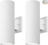 mirrea Modern Outdoor Porch Light Patio Light in 2 Lights with Aluminum Cylinder and Tempered Glass Cover | Lumora