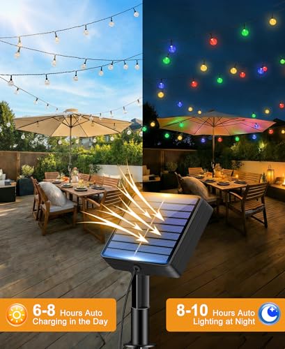 btfarm 2 Pack Solar String Lights Outdoor, Total 98FT 100 LED Crystal Globe