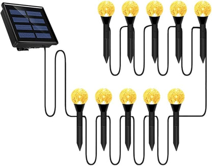 FRCOLOR Solar Garden Decorative Bubble Ball Lights 10pcs Outdoor Lawn Solar Path Lights Warm White for Yard Landscape Lighting