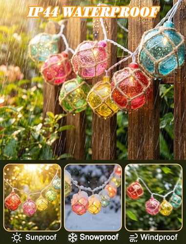 Oviejo 8.5FT LED Tiki Bar String Lights, 10 Multicolor Patio Lights Plug in