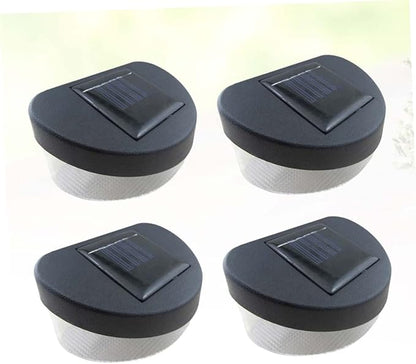 4pcs Solar Outdoor Garden Light Led Fence Light Led Black Shell White for Pathway Garage Porch and Wall Decoration
