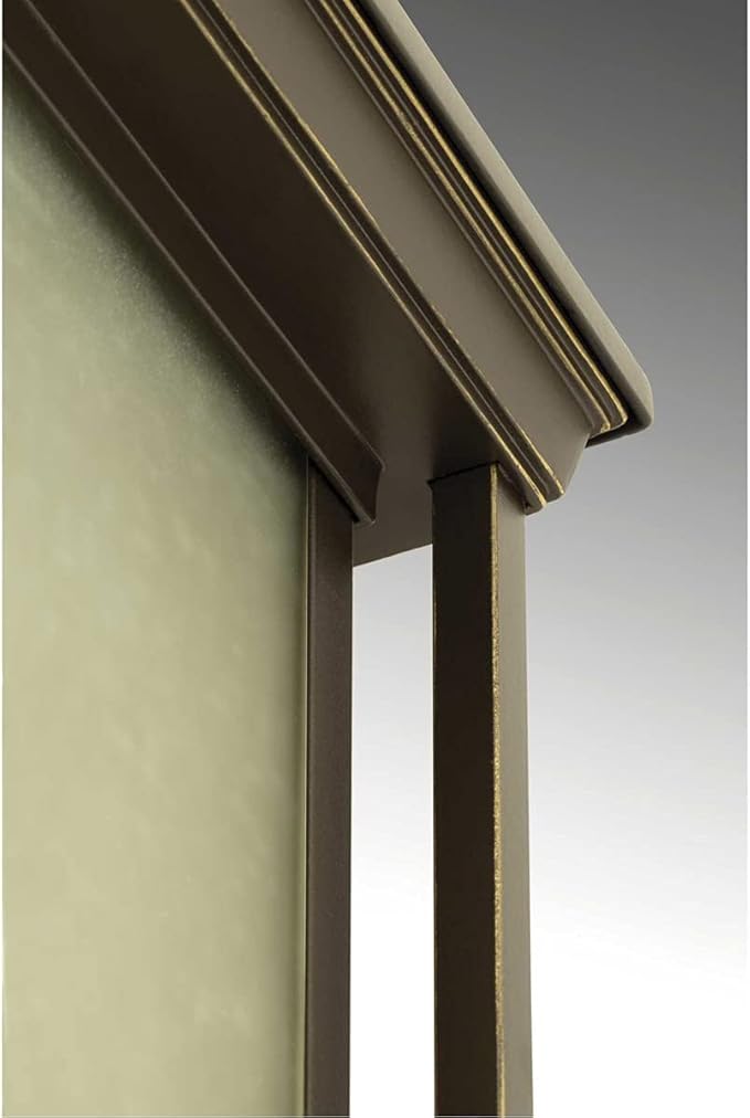 Progress Lighting Endicott Collection 1-Light Etched Umber Linen Glass Craftsman Outdoor Medium Wall Lantern Light | Lumora