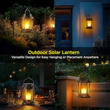 Solar Lantern Outdoor & Indoor Use – Hanging Solar Lights with Realistic Flickering Flameless Candle, Weatherproof for Gardens, Patios, Trees, and Lawns (Black, 4 Pack)
