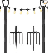 2 Pack 10FT String Light Poles for Outdoor Decor, Sturdy Light Pole with Fork, Adjustable Metal Posts for Outside | Lumora