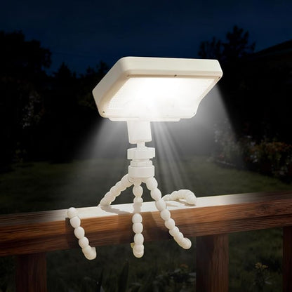 Outdoor Solar Motion-Activated Light with Flexible Octopus Tripod – 360° Wrap Around Tree Trunks, Dual Charging, Waterproof Security Light for Deck, Fence, Garden(White)