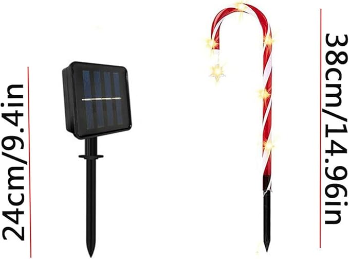 Solar Garden Lights Outdoor Decor, Candy Cane Outdoor Landscape Lights 15in, 8 Pack LED Lighted Christmas Path Lights String End-to-End Plug in Waterproof Outside Candy Xmas Decorations