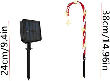 Solar Garden Lights Outdoor Decor, Candy Cane Outdoor Landscape Lights 15in, 8 Pack LED Lighted Christmas Path Lights String End-to-End Plug in Waterproof Outside Candy Xmas Decorations
