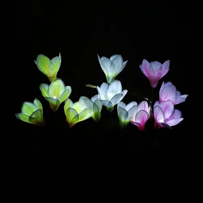 Solar Lights Outdoor - New Upgraded Solar Garden Lights, Multi-Color Changing Magnolia Solar Flower Lights for Patio,Yard Decor, Bigger Flower and Wider Solar Panel (2 Pack)