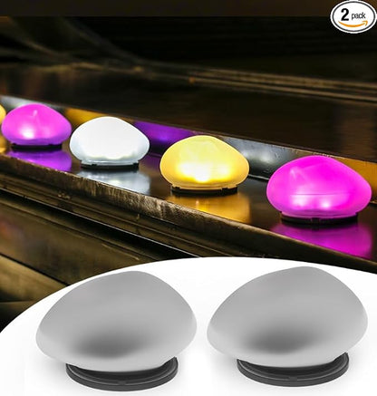 2 Pack Solar Garden Lights Outdoor Waterproof，Resembling Pebbles. Multi-Colored Changing Garden Lights for Courtyard, Garden, Balcony, Beach, Lawn, Terrace, Poolside.
