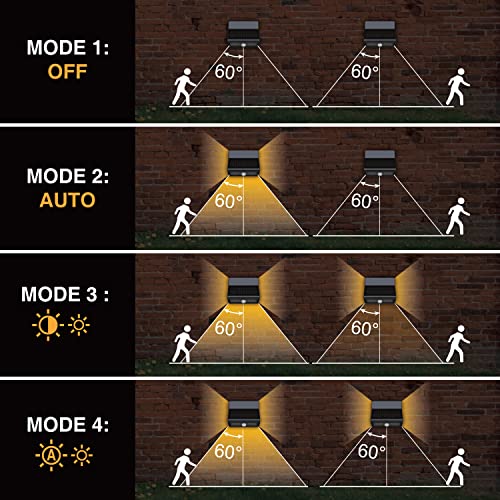 Solar Motion Sensor Security Lights Outdoor, Bright Waterproof LED Lights, Wireless Solar Wall Light to Protect Your Home for Front Door Yard Backyard Garage Porch Fence