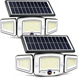 Solar Lights Outdoor Waterproof - Dual Motion Sensors & Rechargeable Battery, 3 Charging Methods Solar Flood Lights, Smart Display LED Security Lights for Garage, Porch, Patio, Yard