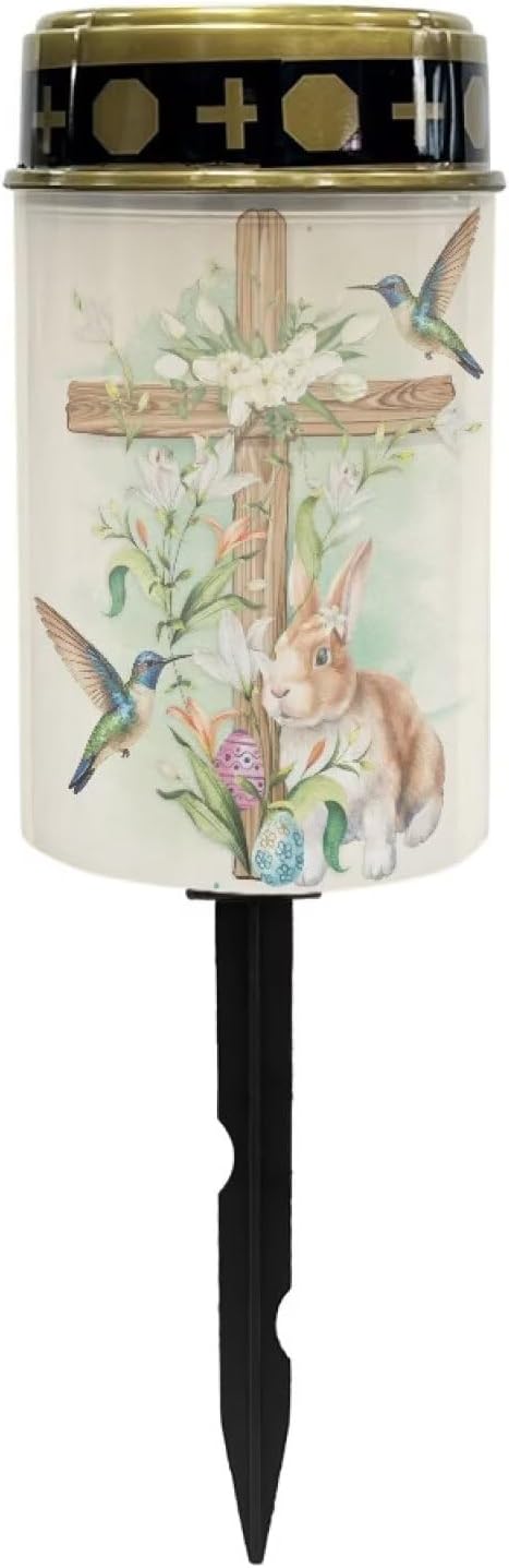 Bunny Solar Led Lights for Outside Cross Solar Memorial Lights for Graves Home Yard Outdoor Easter Decorations