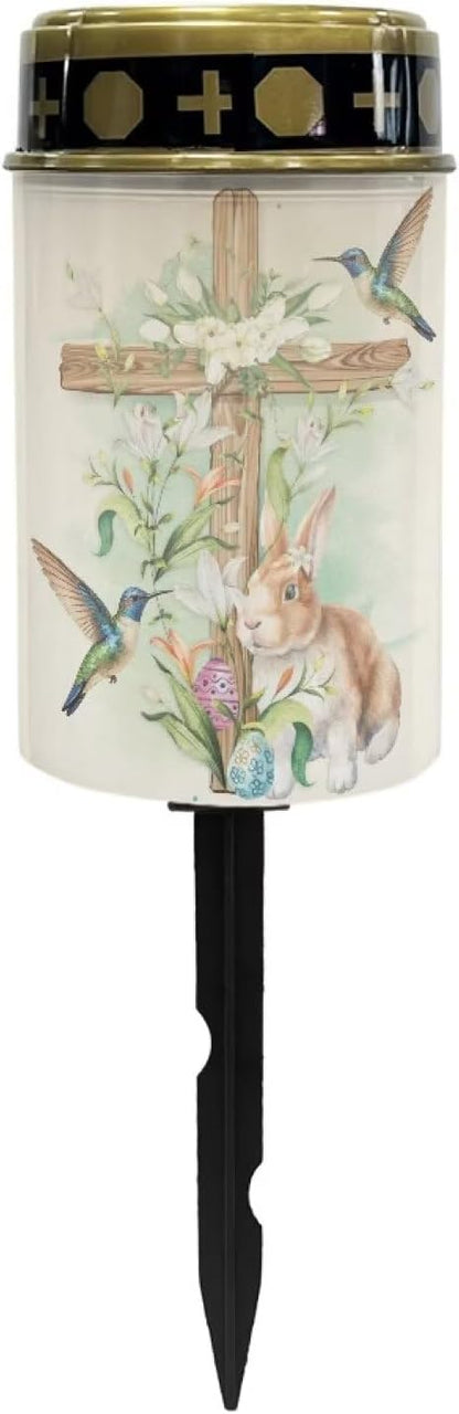 Bunny Solar Led Lights for Outside Cross Solar Memorial Lights for Graves Home Yard Outdoor Easter Decorations