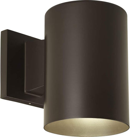 Progress Lighting 5-Inch Cylinder Outdoor Wall Sconce, 1-Light Modern Wall Mount Light, Interior and Exterior Lighting for Home or Porch, Aluminum Construction, Antique Bronze (P5674-20)