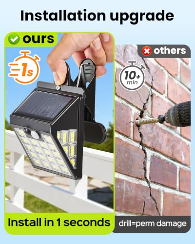 160LEDs Clip on Solar Lights Outdoor, Motion Sensor Solar Lights, Solar Fence Lights Outdoor, IP65 Waterproof Solar Wall Lights for Deck Yard Garden Camping (6Pack