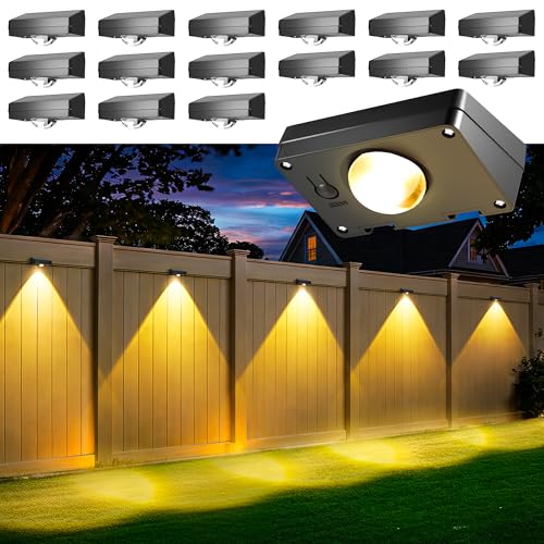 Solar Fence Lights Outdoor Waterproof, Fence Lights Solar Powered 16 Pack