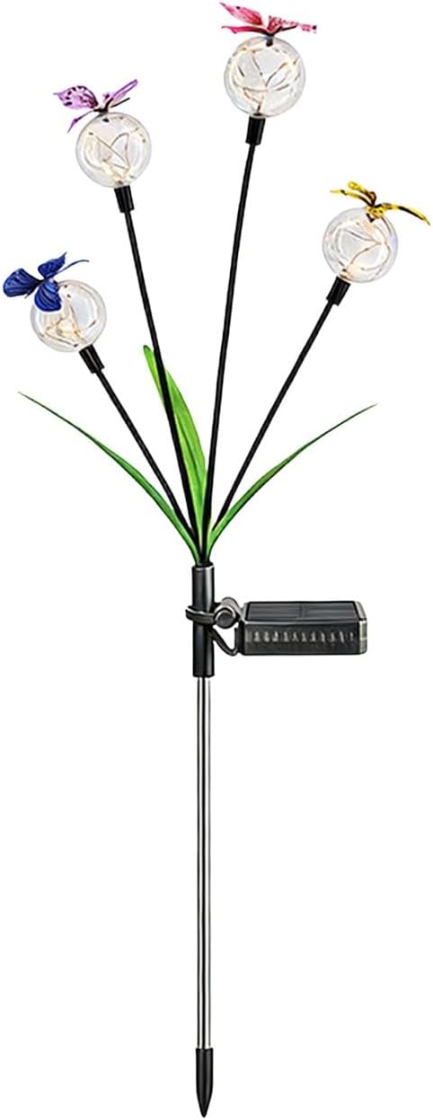 Solar Garden Lights, Swaying Butterfly Light, Swaying in The Wind, Solar Outdoor Lights, Yard Patio Pathway Decoration, Flexibility Iron Wire & Realistic Butterflies (Multicolor)