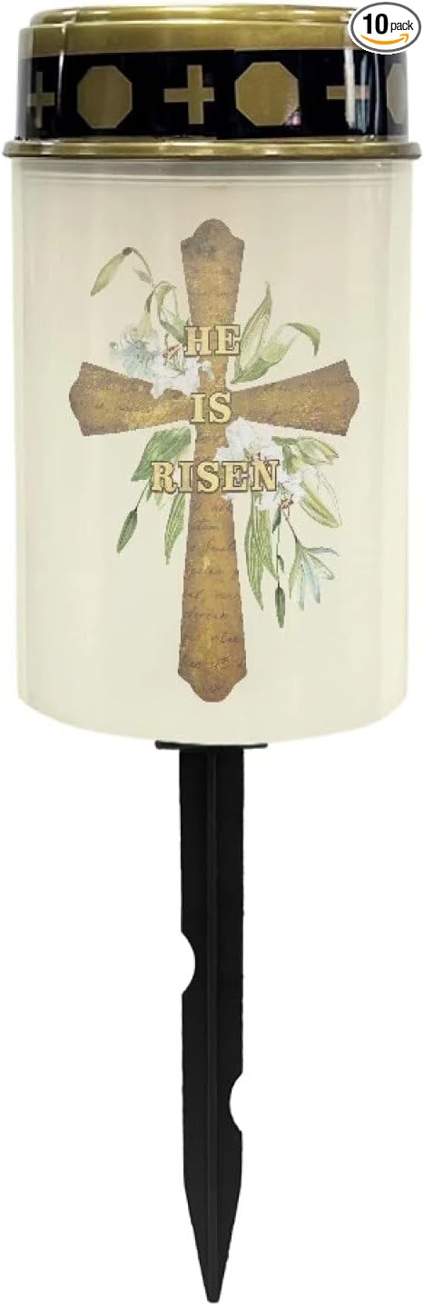 Cross Solar Pathway Lights Outdoor Waterproof Garden Solar Lights Solar Cemetery Lights for Grave Weather Resistant Memorial Garden Stake Cross Lights for Grave Cemetery Decorations