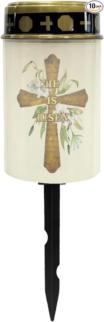 Cross Solar Pathway Lights Outdoor Waterproof Garden Solar Lights Solar Cemetery Lights for Grave Weather Resistant Memorial Garden Stake Cross Lights for Grave Cemetery Decorations