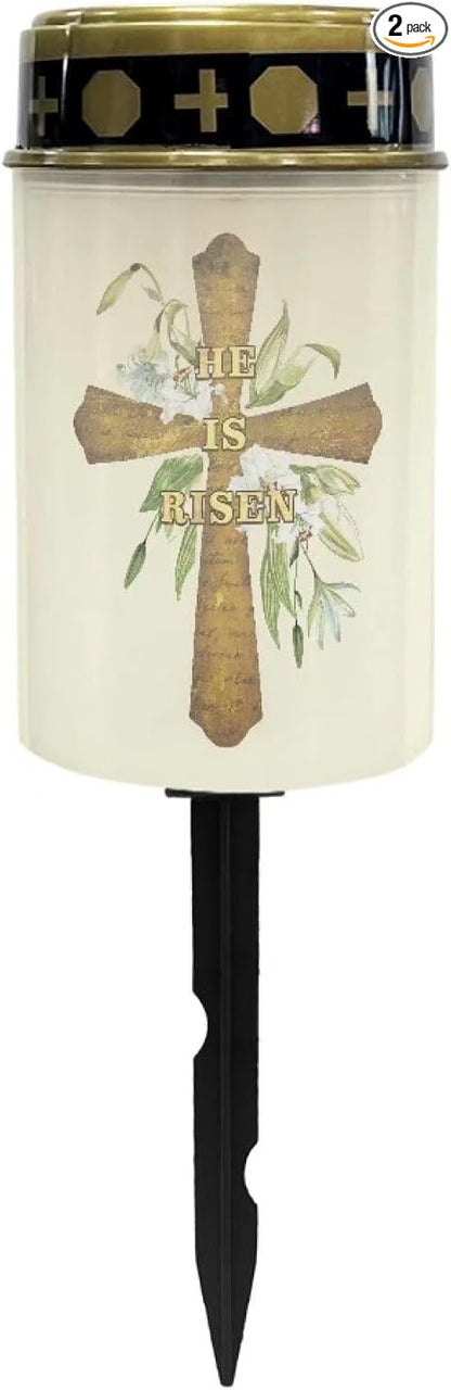 Cross Solar Pathway Lights Outdoor Waterproof Garden Solar Lights Solar Cemetery Lights for Grave Weather Resistant Memorial Garden Stake Cross Lights for Grave Cemetery Decorations