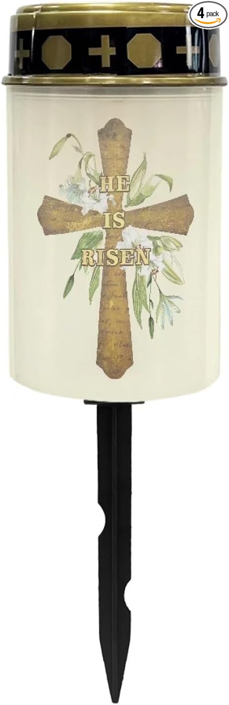 Cross Solar Pathway Lights Outdoor Waterproof Garden Solar Lights Solar Cemetery Lights for Grave Weather Resistant Memorial Garden Stake Cross Lights for Grave Cemetery Decorations