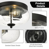 Darkaway Black Ceiling Light Fixtures, Indoor Outdoor Flush Mount Ceiling Light with Seeded Glass Shade for Farmhouse Hallway Kitchen Bedroom Porch Living Dining Room
