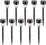 10pcs Waterproof Solar Powered LED Garden Path Lights White Plastic Landscape Lawn Stake Lamps for Outdoor Yard | Lumora