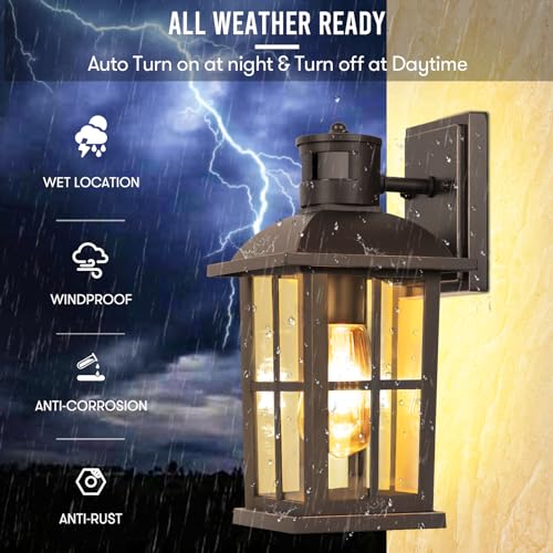 VerRon 13in Motion Sensor Porch Lights, Dusk to Dawn Outdoor Light Fixtures