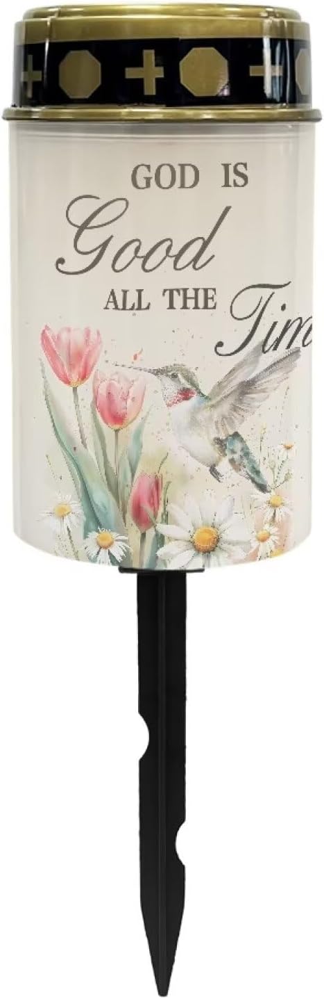 Generic God Pattern Solar Light Garden Memorial Decorative Solar Light Outdoor for Men Women Waterproof Solar Light Landscape Path Light Night Light Cemetery Decorations for Grave