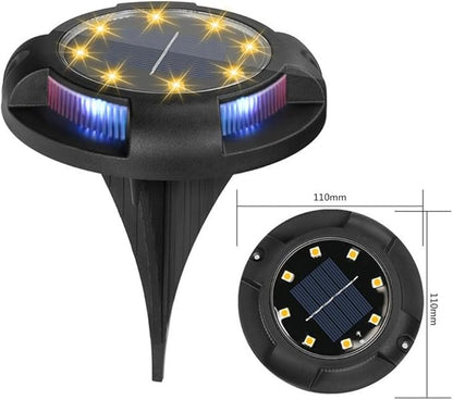4 Packs Solar Lights Outdoor Garden Ground Lights IP44 Waterproof Solar Powered Pathway Deck Light for Lawn Walkway Yard (Warm 8Leds+Color 4Leds)