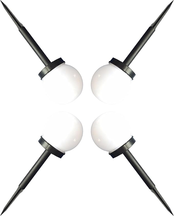 4pcs Solar Path Lights Outdoor Warm Light Ball Bubble Shaped with White Crackle Globe for Garden