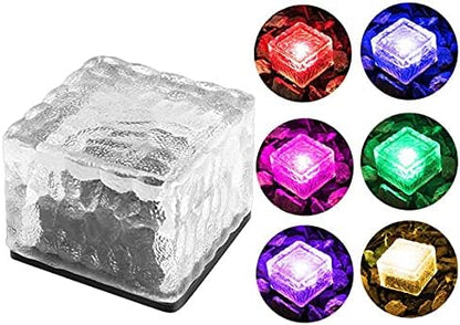 Paver Lights Solar Landscape 1 Pack, Christmas Lights Color Changing Holiday Decor, Square Pavers for Outside Patio, Vibrant Garden Glass Bricks Outdoor Patio, Luces Led para Exteriores