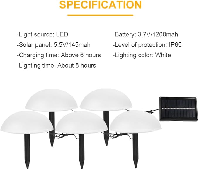 Solar Ground Insert Lights Hemisphere Design 5-Head Solar Garden Lamps White Light Outdoor Landscape Yard Pathway | Lumora