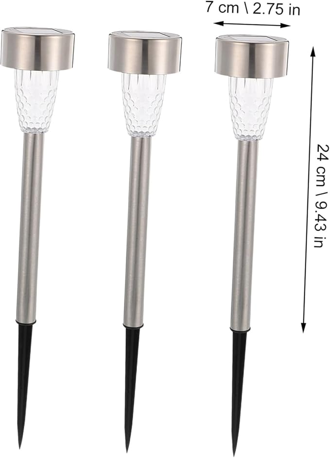BESPORTBLE 12pcs Solar Powered Outdoor Pathway Lights Stainless Steel Warm Landscape Lighting Kit for Garden Patio Walkway