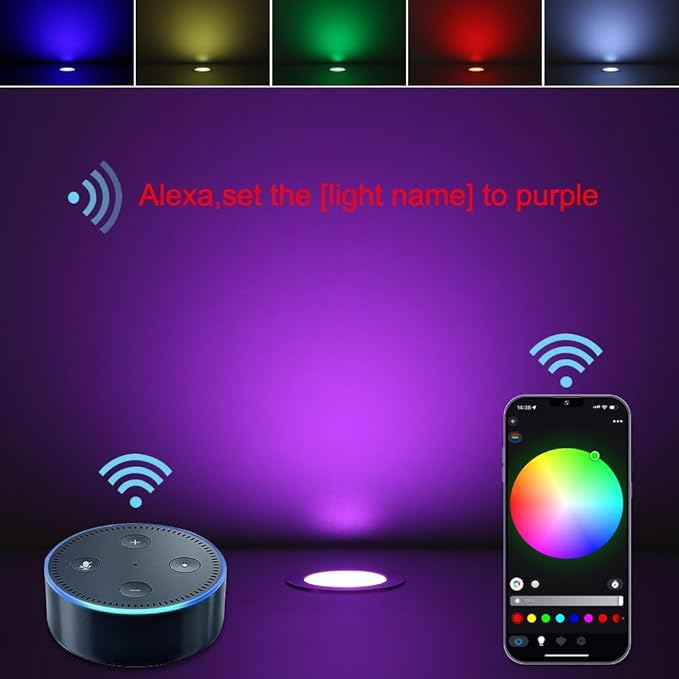 Low Voltage LED Deck Lights, 30 Pack 1.22" Smart WiFi RGBW 3000K Recessed Step & Stair Lighting Kit, IP67 Waterproof Outdoor for Deck, Walkway & Landscape, Compatible with Alexa & Google Assistant