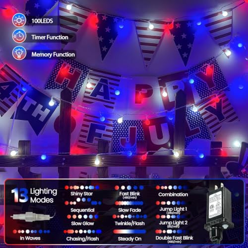 Connectable 43FT 100LED Globe String Lights Indoor, Christmas Lights