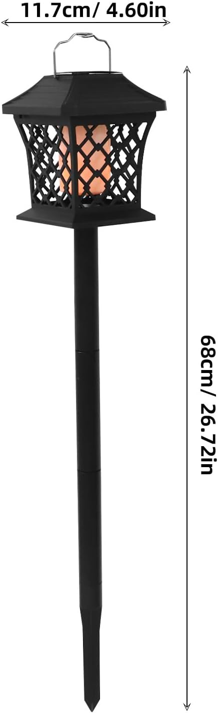 Flame Solar Lights Outdoor 2 Pcs Solar Pathway Lights Outdoor 51 LEDs for Garden Walkway Driveway Patio