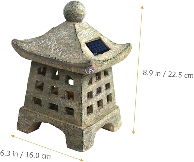 Solar Outdoor Pagoda Light Japanese Garden Statue Decorative Solar Pathway Lights for Lawn and Patio for Holiday Decor and Outdoor Use